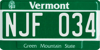 VT license plate NJF034