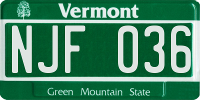 VT license plate NJF036