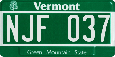 VT license plate NJF037