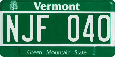 VT license plate NJF040