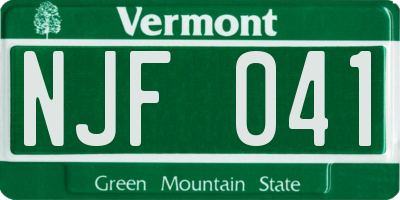 VT license plate NJF041