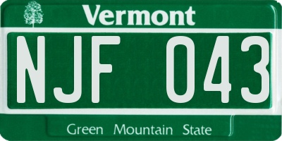 VT license plate NJF043