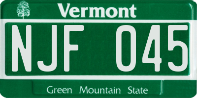 VT license plate NJF045