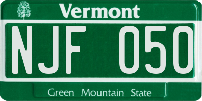 VT license plate NJF050