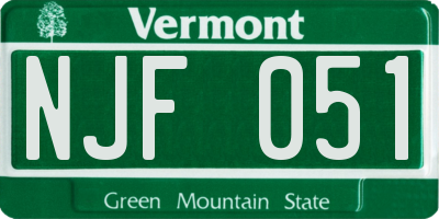 VT license plate NJF051