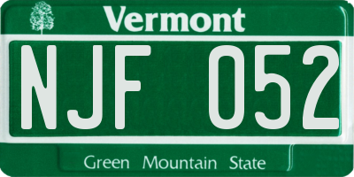 VT license plate NJF052