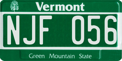 VT license plate NJF056