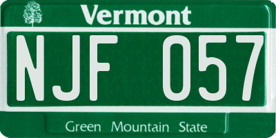 VT license plate NJF057
