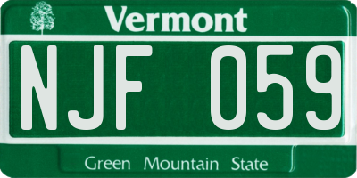 VT license plate NJF059