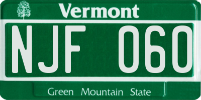 VT license plate NJF060