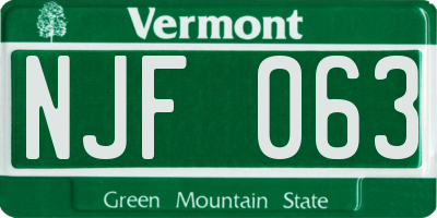 VT license plate NJF063