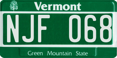 VT license plate NJF068