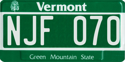 VT license plate NJF070