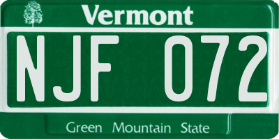 VT license plate NJF072