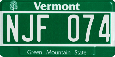 VT license plate NJF074