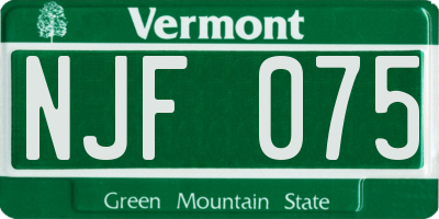 VT license plate NJF075