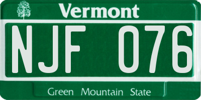 VT license plate NJF076