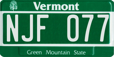 VT license plate NJF077