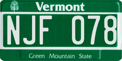 VT license plate NJF078