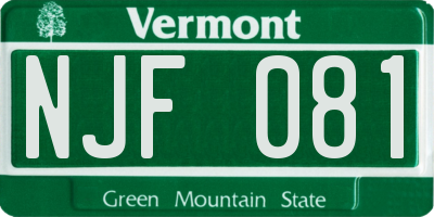 VT license plate NJF081