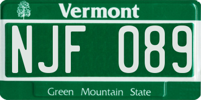 VT license plate NJF089