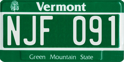 VT license plate NJF091