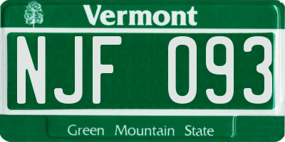 VT license plate NJF093