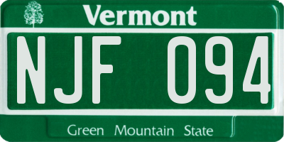 VT license plate NJF094
