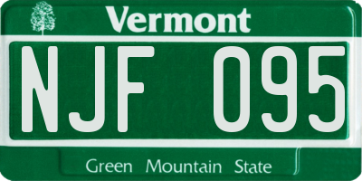 VT license plate NJF095