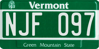 VT license plate NJF097