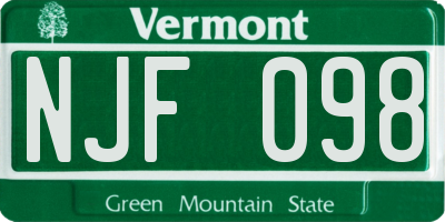 VT license plate NJF098