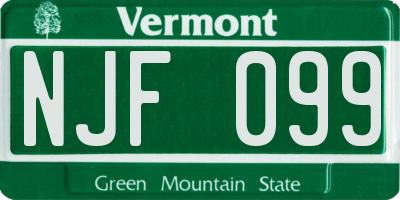 VT license plate NJF099
