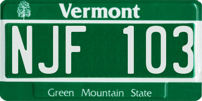 VT license plate NJF103