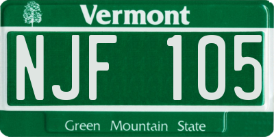 VT license plate NJF105