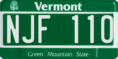 VT license plate NJF110