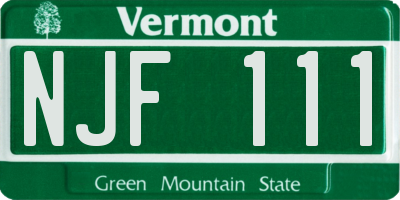 VT license plate NJF111