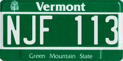 VT license plate NJF113