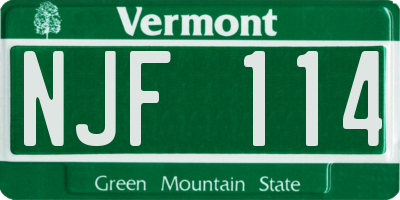 VT license plate NJF114