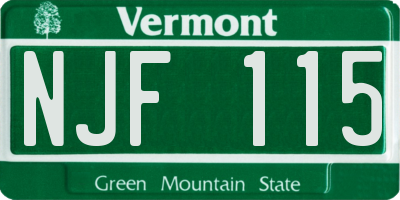VT license plate NJF115