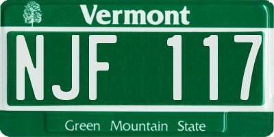 VT license plate NJF117