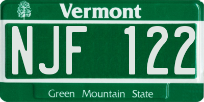VT license plate NJF122