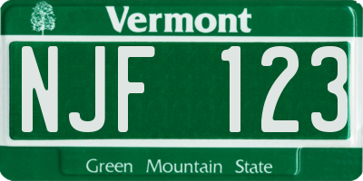 VT license plate NJF123