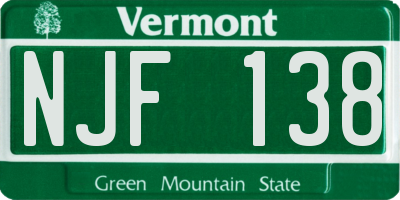 VT license plate NJF138