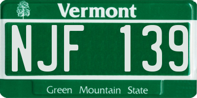 VT license plate NJF139