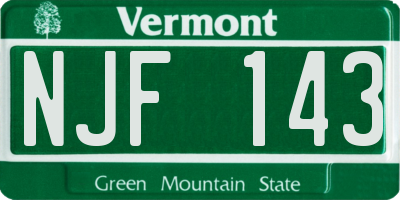 VT license plate NJF143