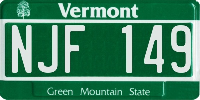 VT license plate NJF149