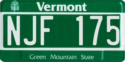 VT license plate NJF175