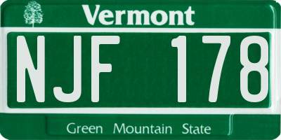 VT license plate NJF178