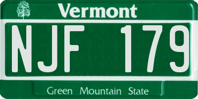 VT license plate NJF179