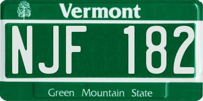 VT license plate NJF182